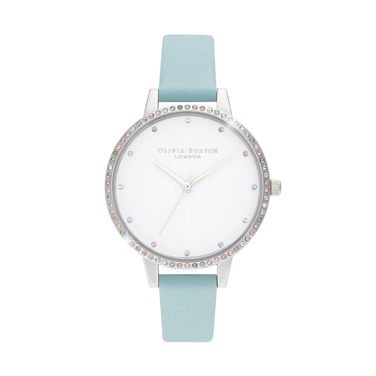 オリビアバートン OLIVIA BURTON レインボー ベゼル ターコイズ ＆ シルバー 34mm 腕時計