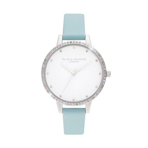 オリビアバートン OLIVIA BURTON レインボー ベゼル ターコイズ ＆ シルバー 34mm 腕時計